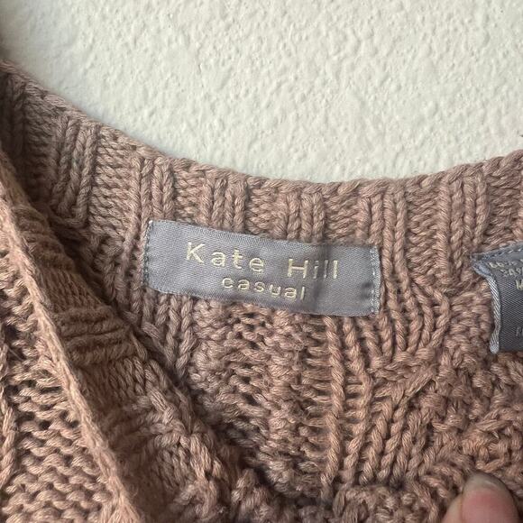 Kate Hill Casual Brown Cable Knit Linen Blend Tank Top Size M - Picture 3 of 4